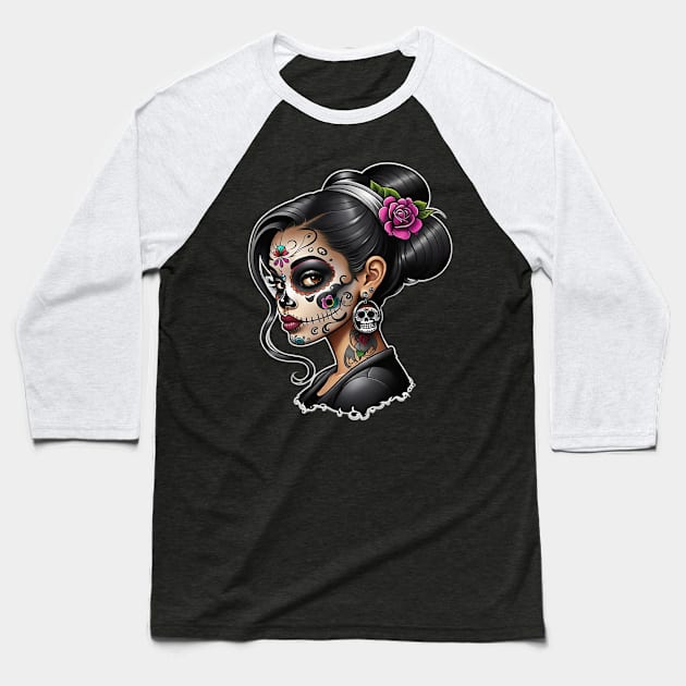 Catrina Toon Baseball T-Shirt by Absinthe Society 